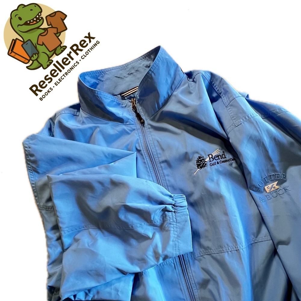 Cuter and Buck Bend Golf and Country Club Mens Light Blue Zip Up Jacket Size XXL